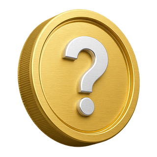 Decorative 3D gold coin with a question mark on the FAQ page